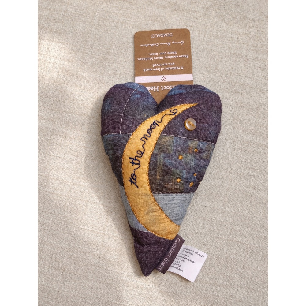 DEMDACO Comfort Heart To The Moon Patchwork Button Beaded Plush Gift NWT